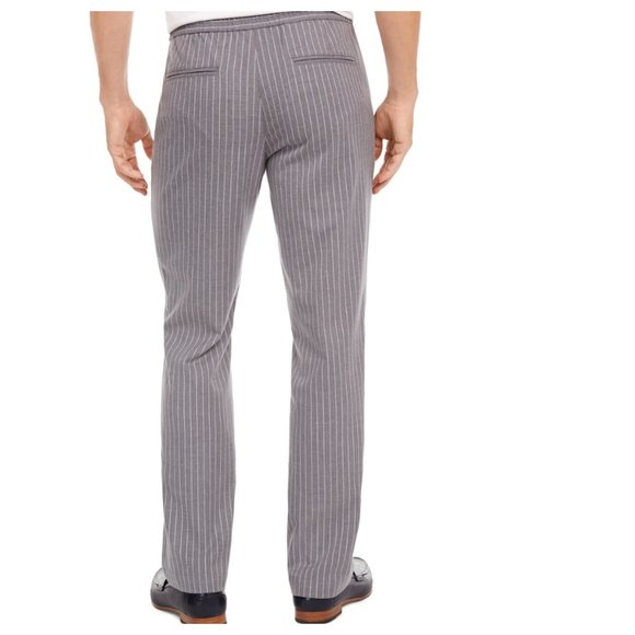 Tasso Elba Mens Stretch Lounge Pants Drawstring Pinstripe Gray S - Picture 3 of 8